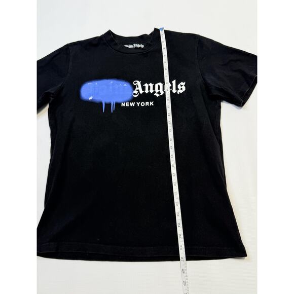 Palm Angels New York Spray Logo Shirt Mens Small Black Graphic Tee Streetwear - Picture 3 of 7